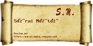Sárai Máté névjegykártya